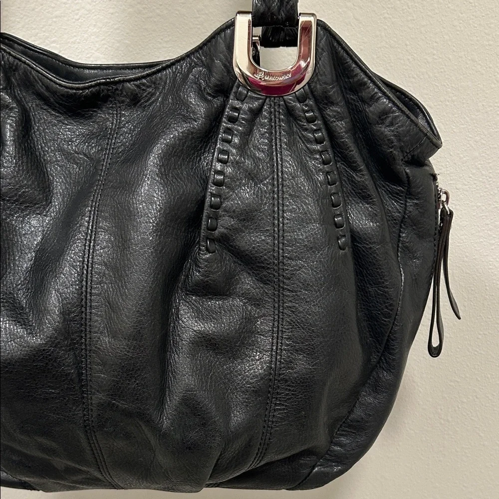 Elegant Euc B Makowsky Black Leather Tote Bag